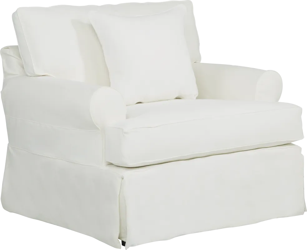 Beachside Walk White Slipcover Chair