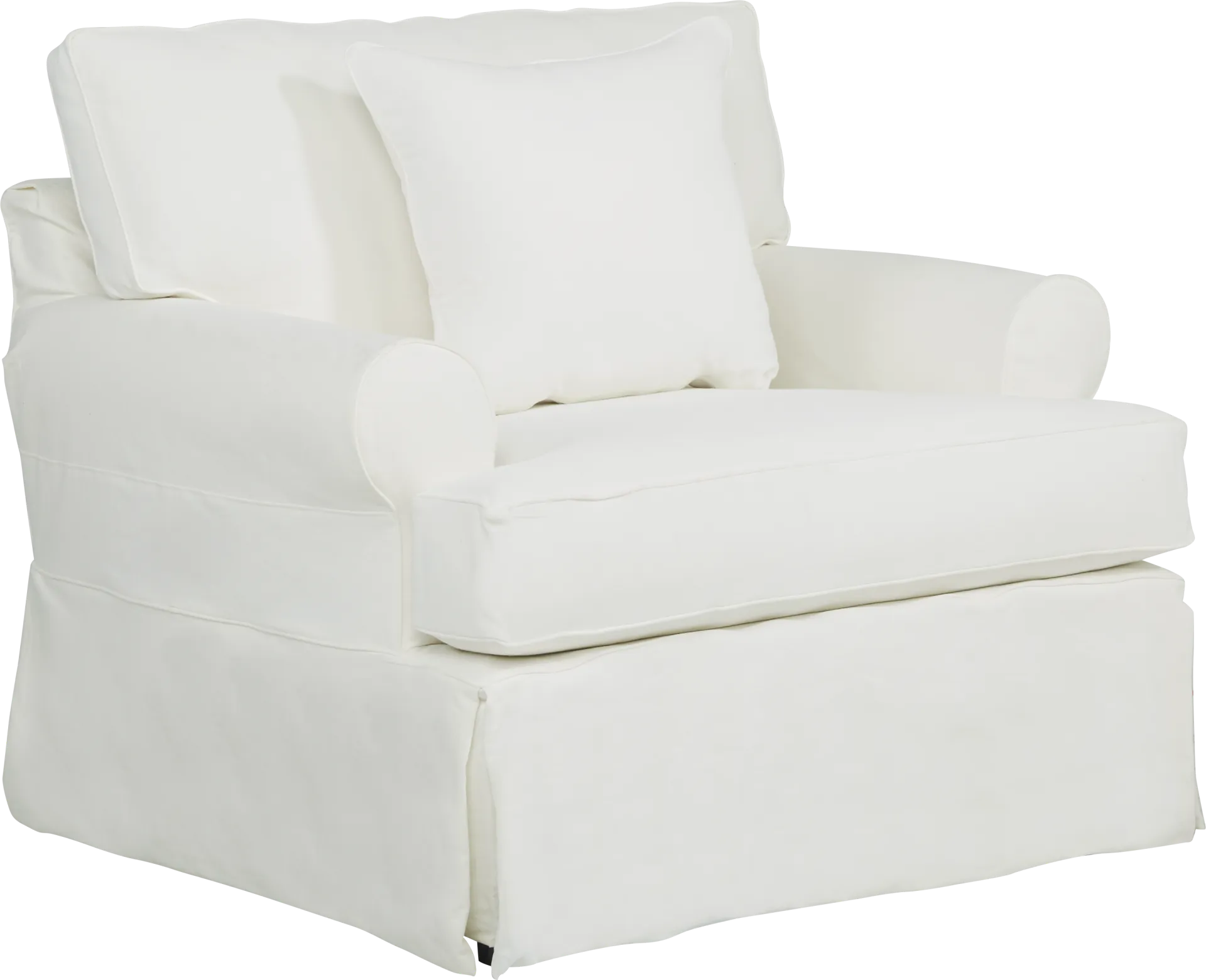 Beachside Walk White Denim Slipcover Chair - Image 1