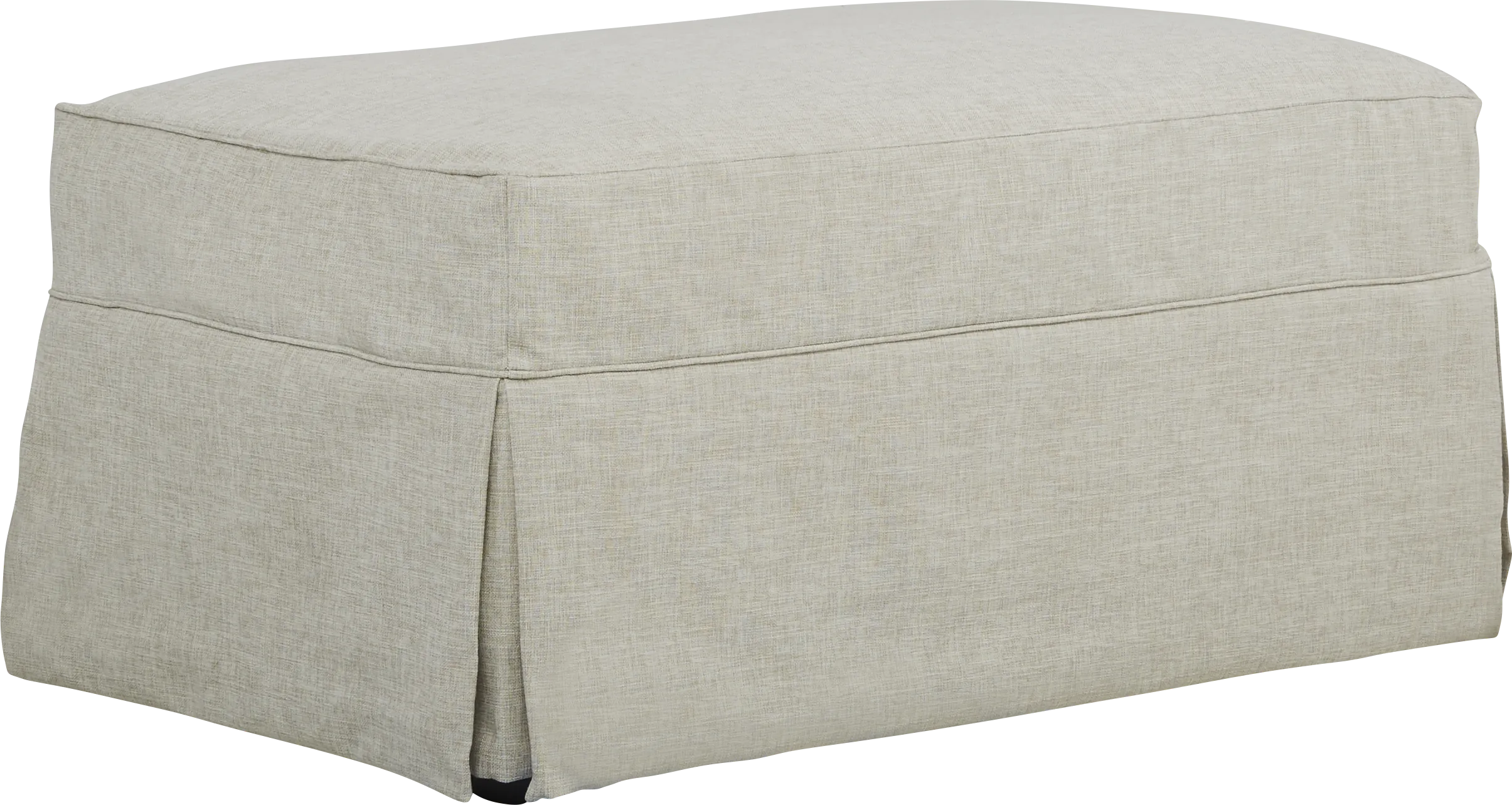 Beachside Walk Linen Textured Slipcover Ottoman - Thumbnail - Image 1