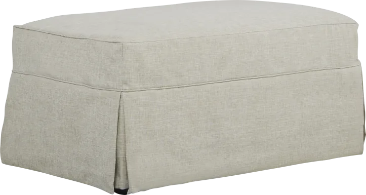 Beachside Walk Linen Textured Slipcover Ottoman