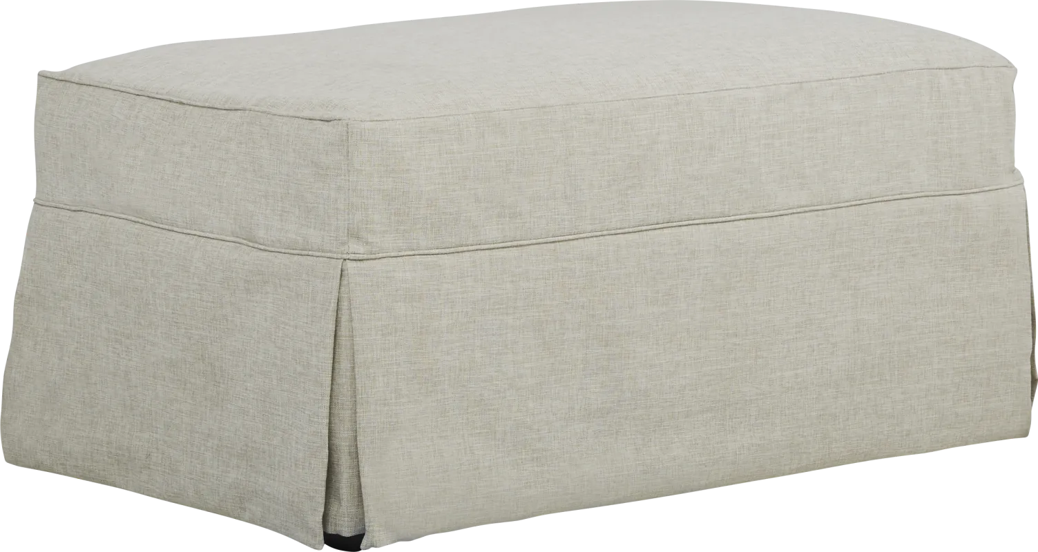 Beachside Walk Linen Textured Slipcover Ottoman
