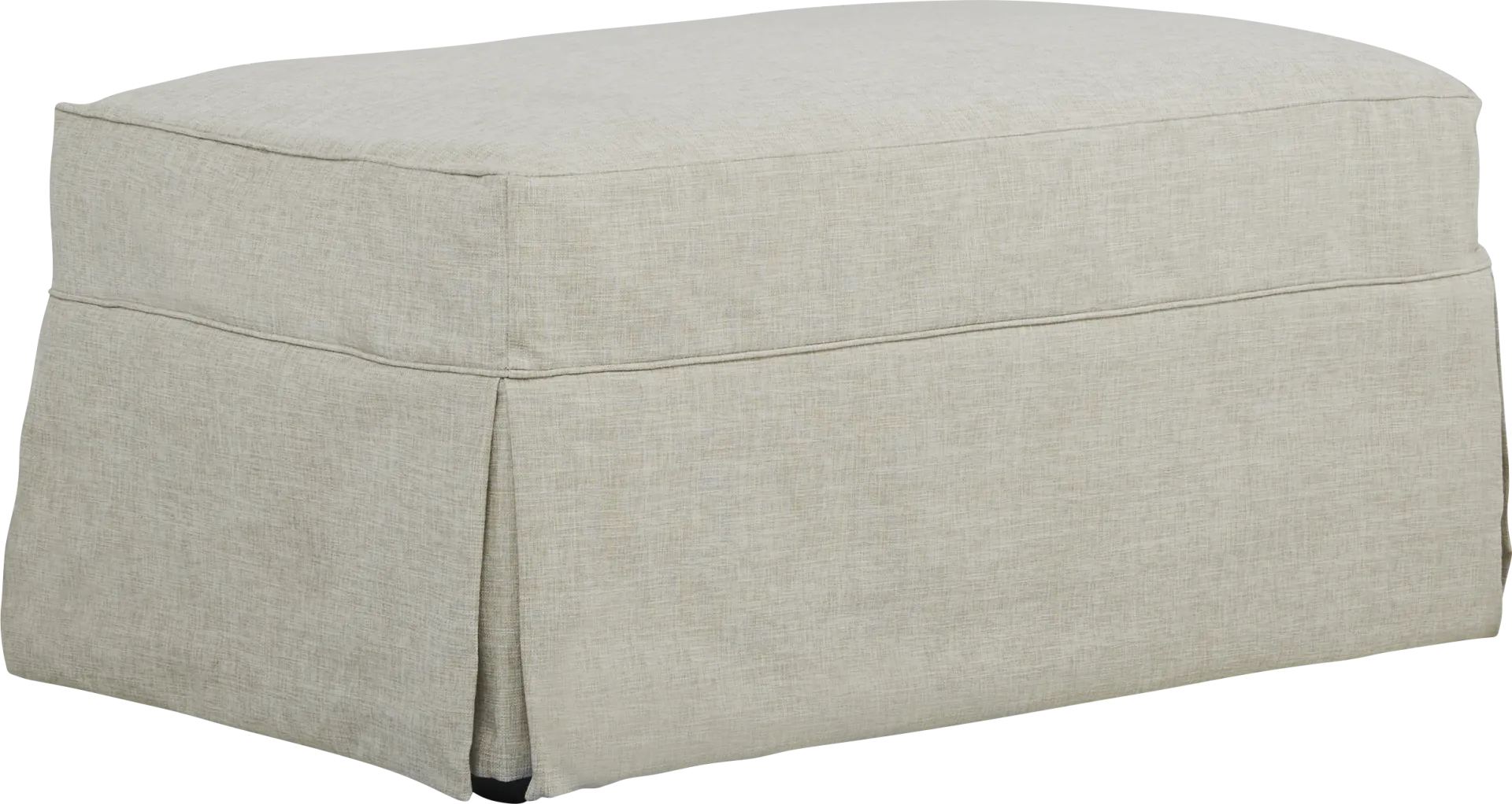 Beachside Walk Linen Textured Slipcover Ottoman - Image 1