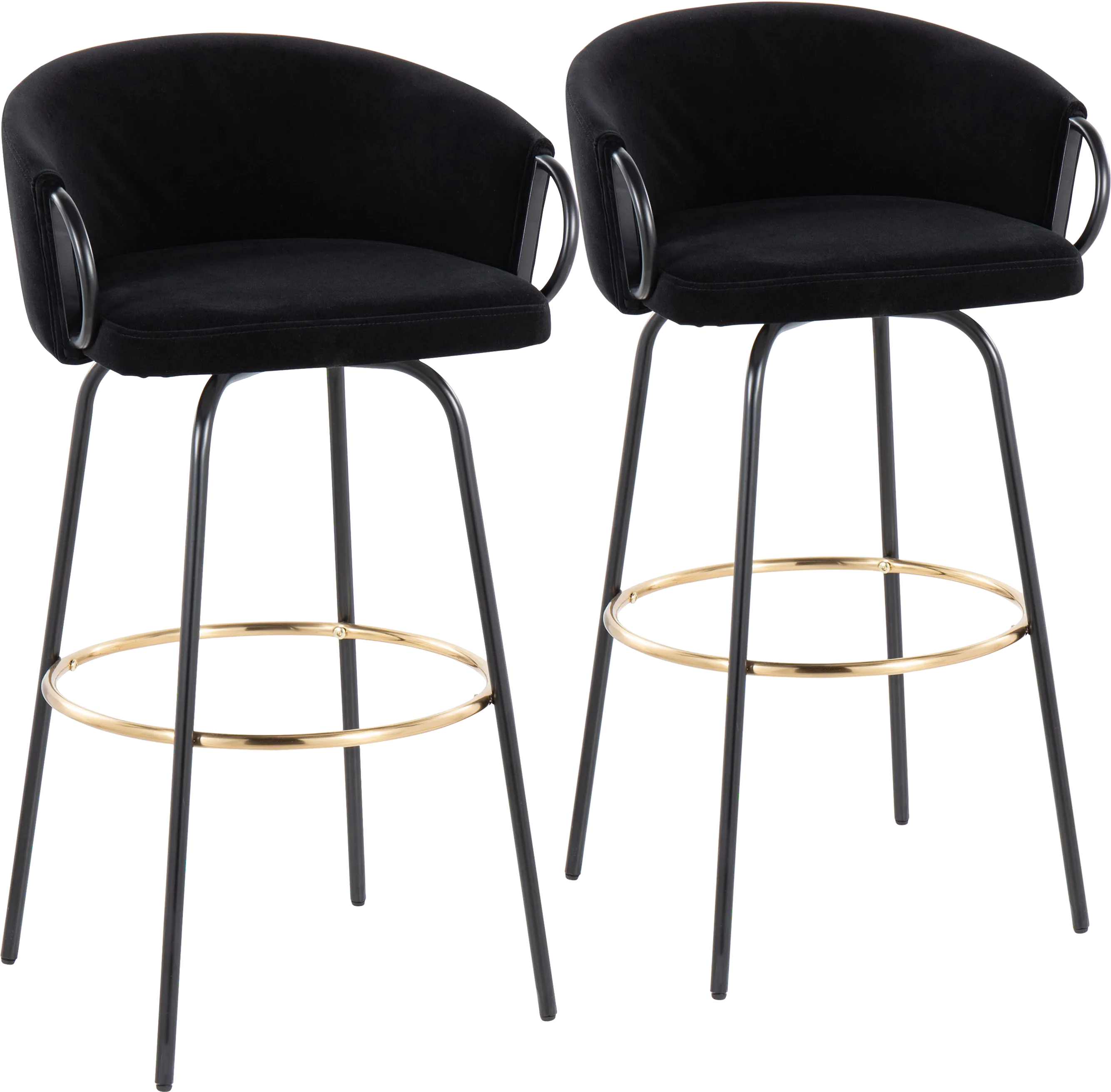 Gourdin Black Swivel Barstool, Set of 2 - Thumbnail - Image 1