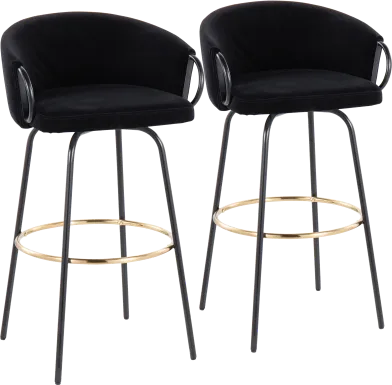 Gourdin Black Swivel Barstool, Set of 2