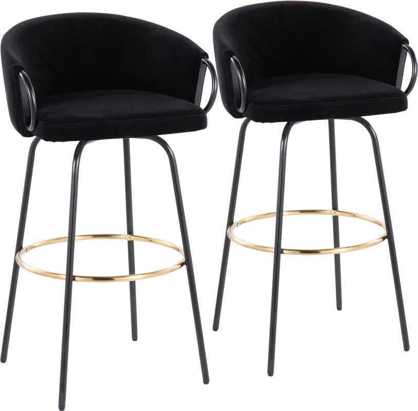 Gourdin Black Swivel Barstool, Set of 2