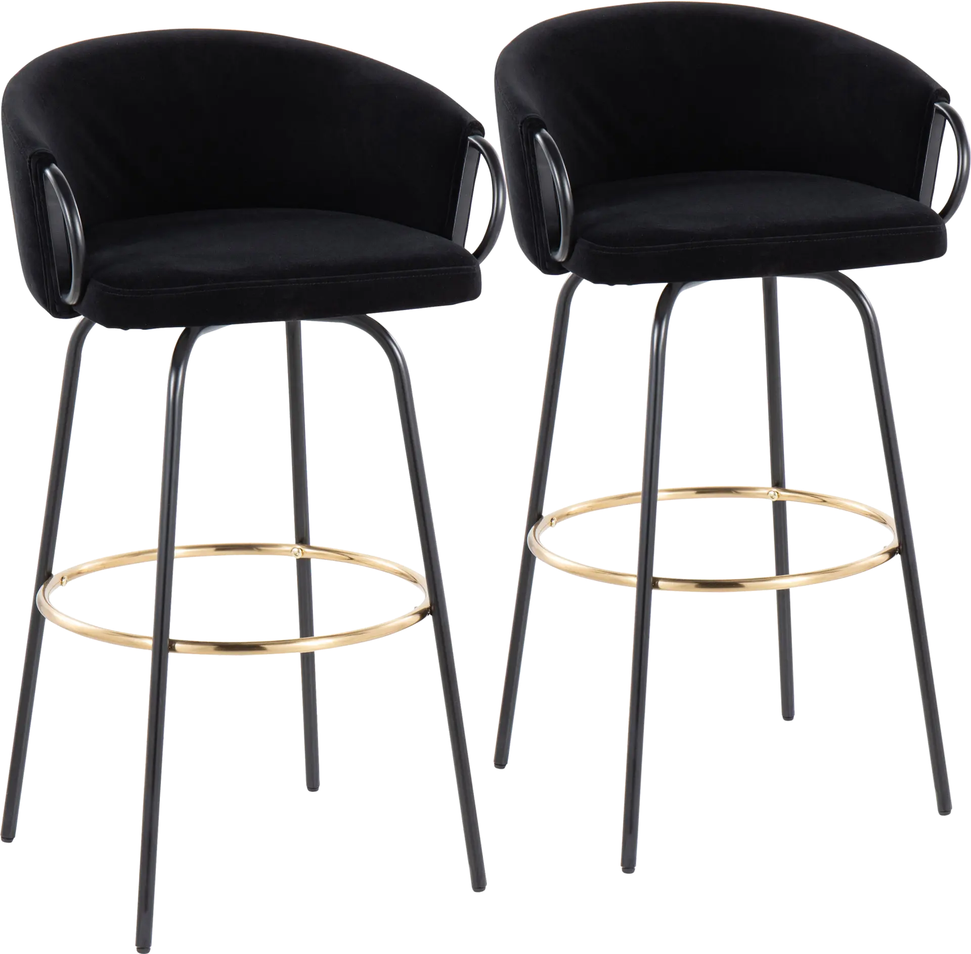 Gourdin Black Swivel Barstool, Set of 2