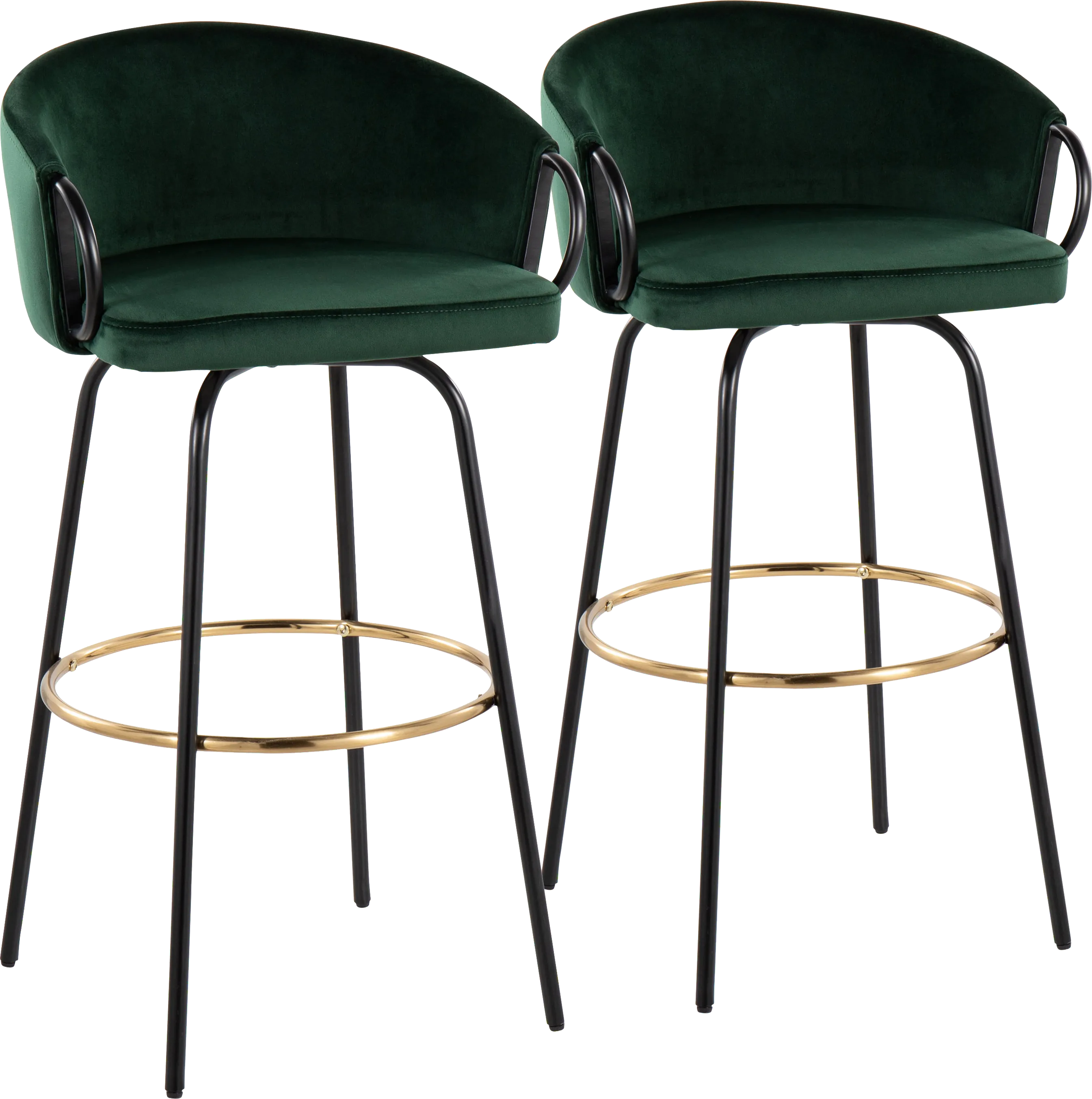 Gourdin Emerald Swivel Barstool, Set of 2 - Thumbnail - Image 1