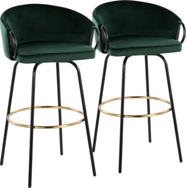 Gourdin Emerald Swivel Barstool, Set of 2