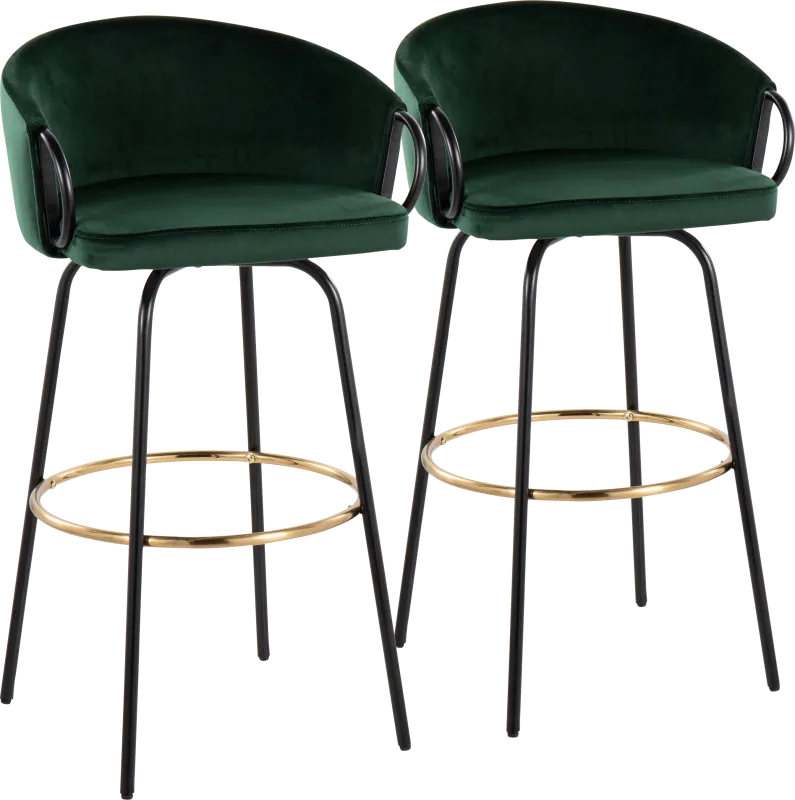 Gourdin Emerald Swivel Barstool, Set of 2