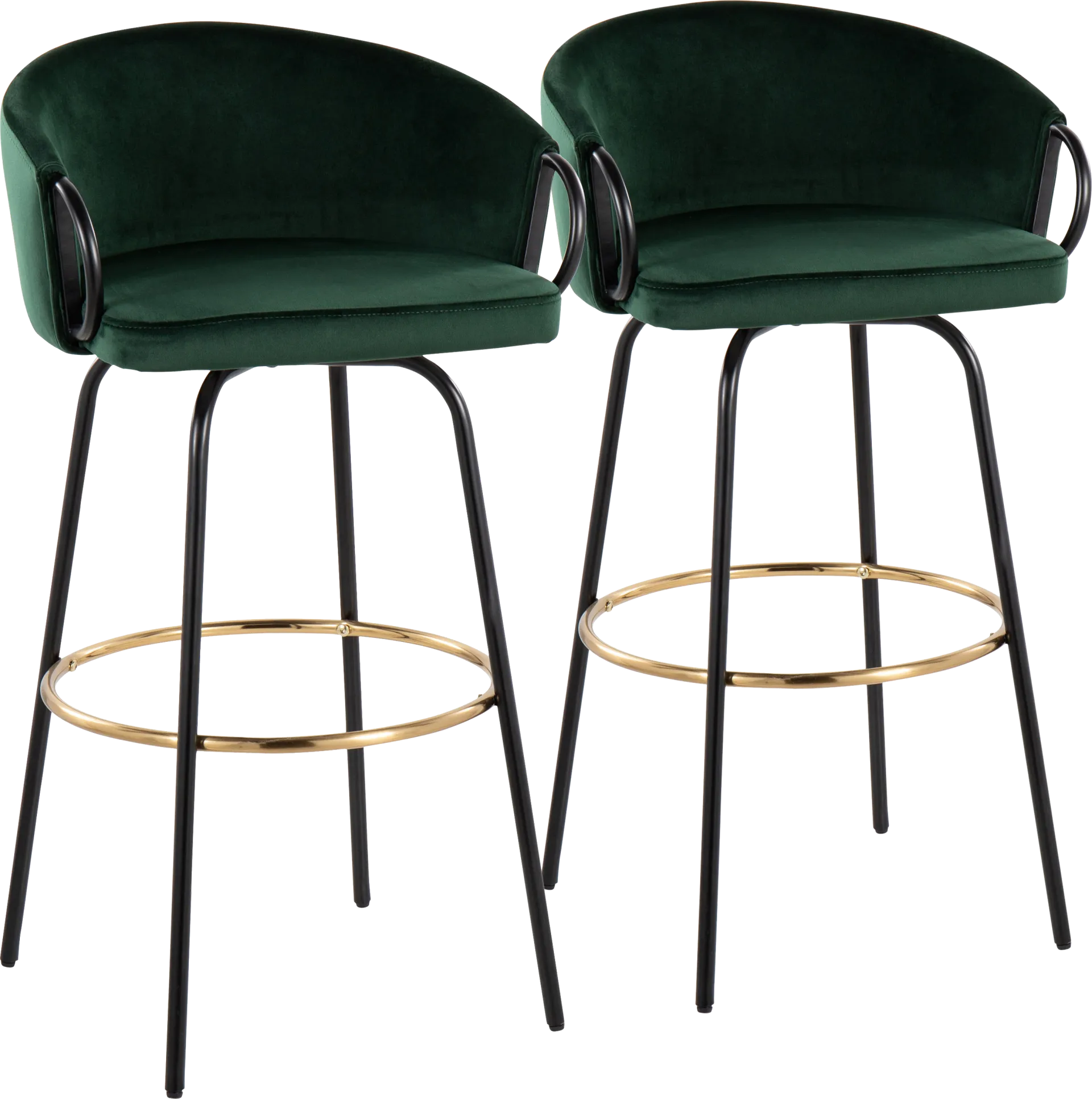 Gourdin Emerald Swivel Barstool, Set of 2 - Image 1