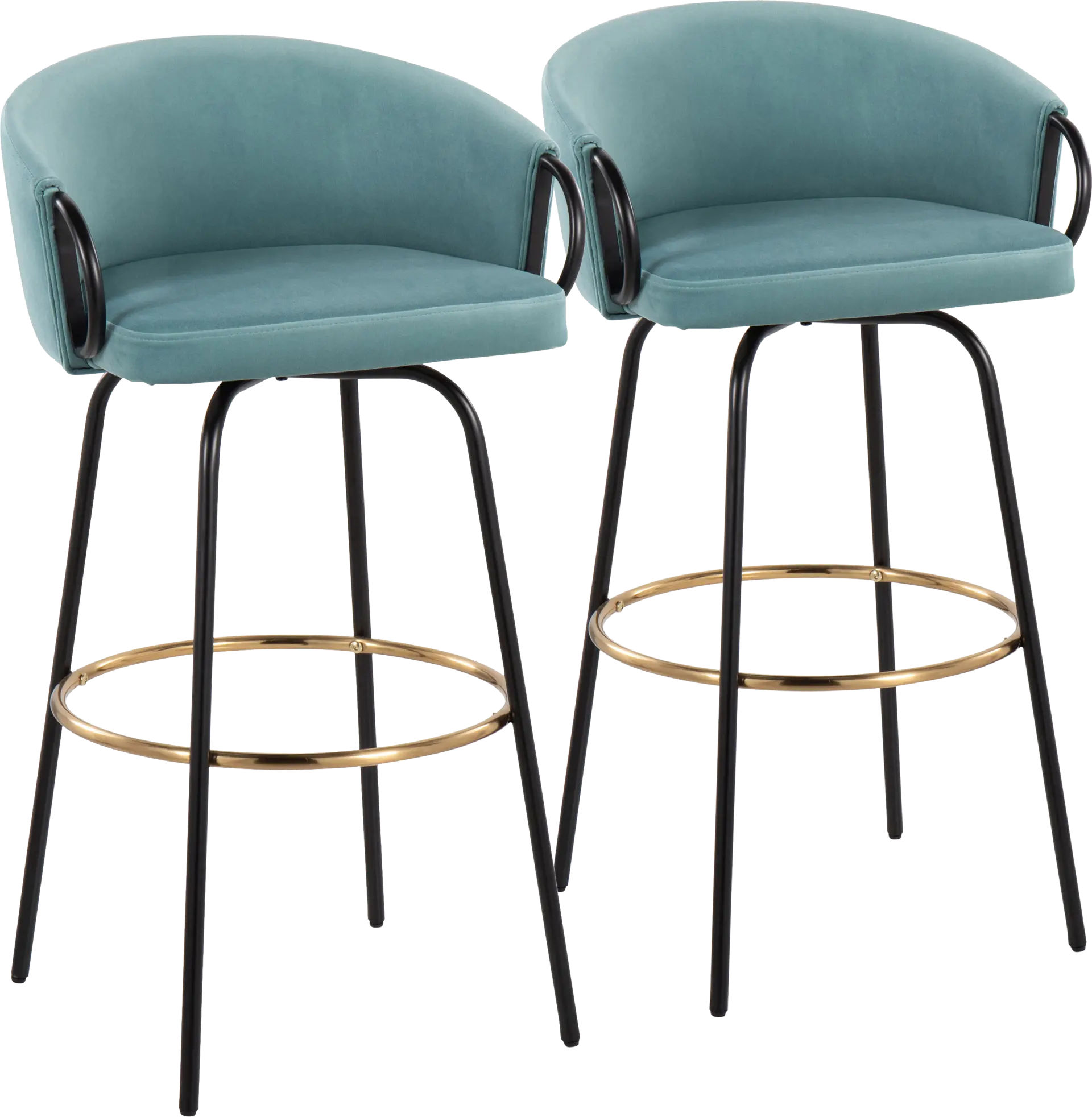Gourdin Blue Swivel Barstool, Set of 2