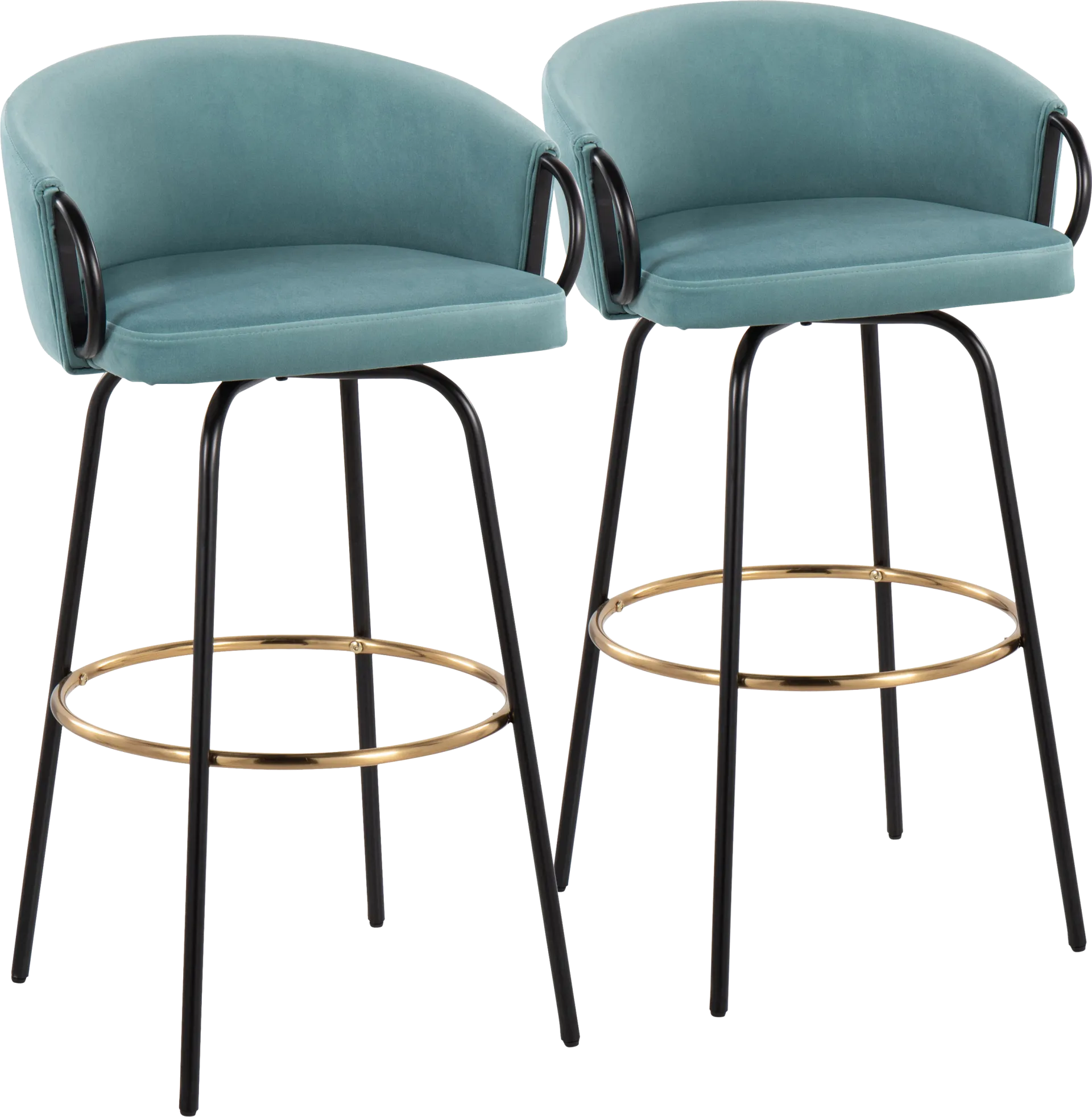 Gourdin Blue Swivel Barstool, Set of 2 - Image 1