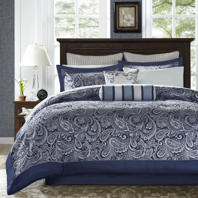 Wapsi Navy 12 Pc California King Comforter Set