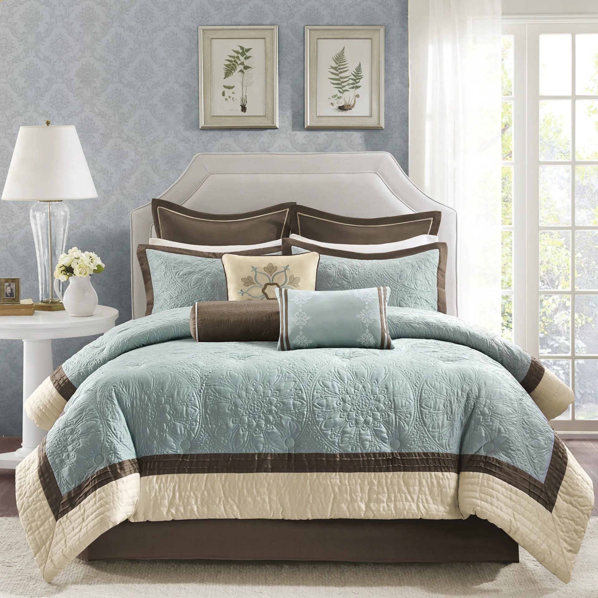Bellecastle Blue 9 Pc King Comforter Set - Image 1