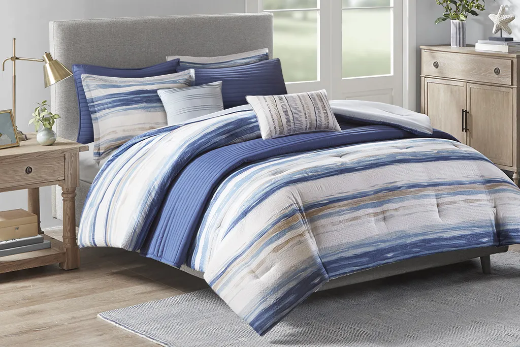 Capedeville Blue 8 Pc Full/Queen Comforter Set - Image 1