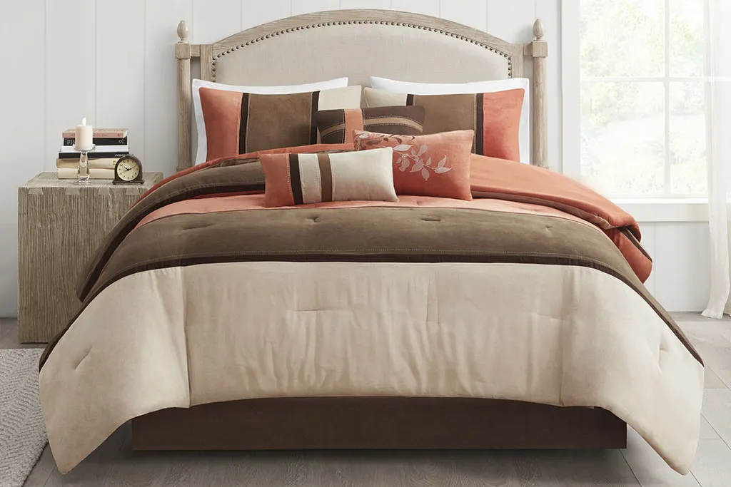 Colapissa Coral Brown 7 Pc Queen Comforter Set - Image 2