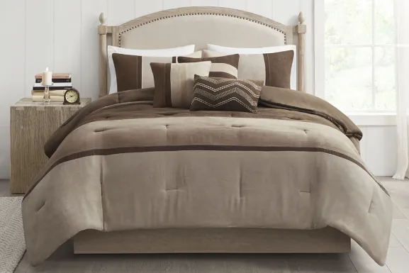 Colapissa Brown 7 Pc Queen Comforter Set