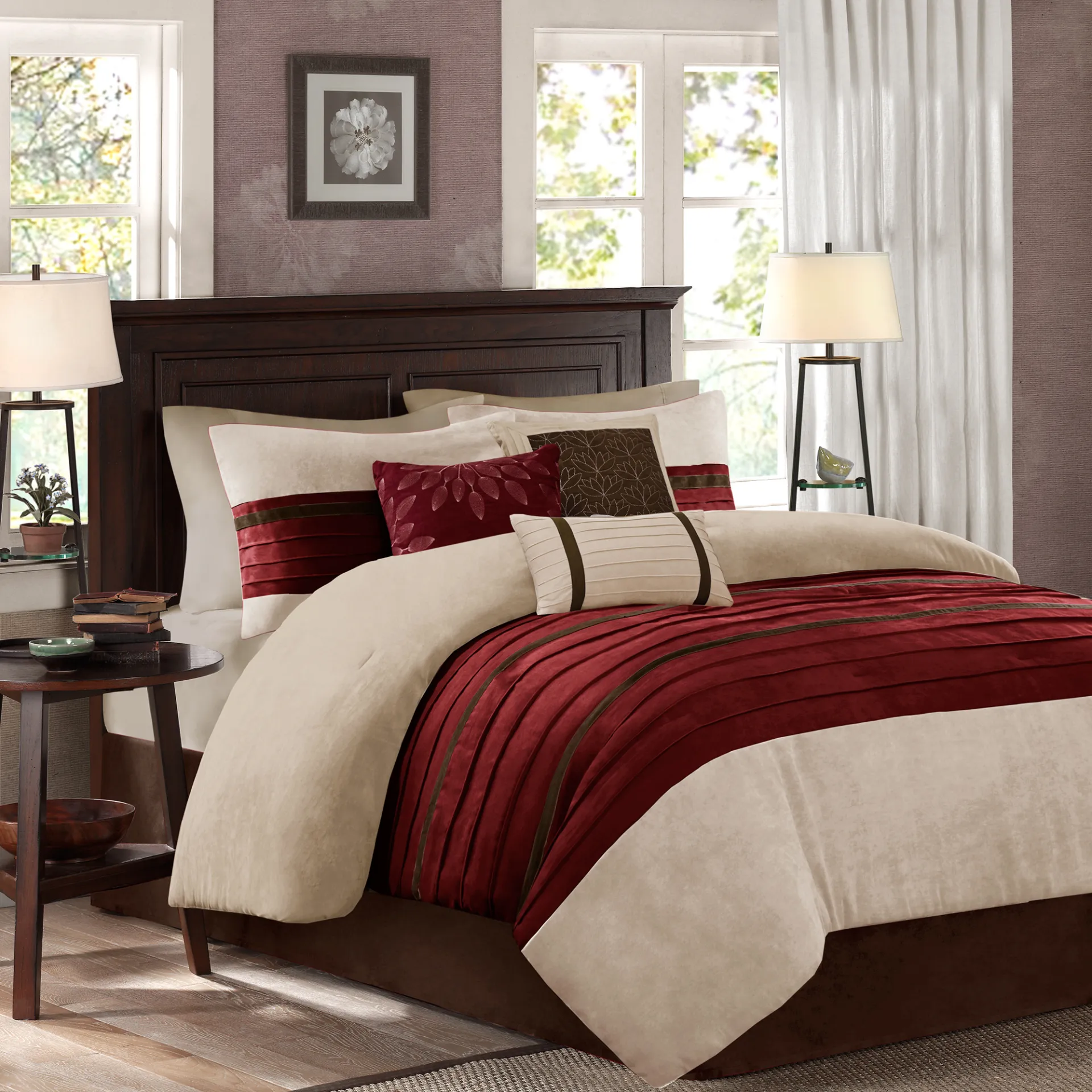 Clouet Red 7 Pc California King Comforter Set - Image 1