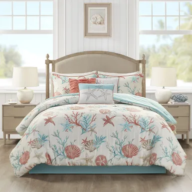 Craigie Coral 7 Pc California King Comforter Set
