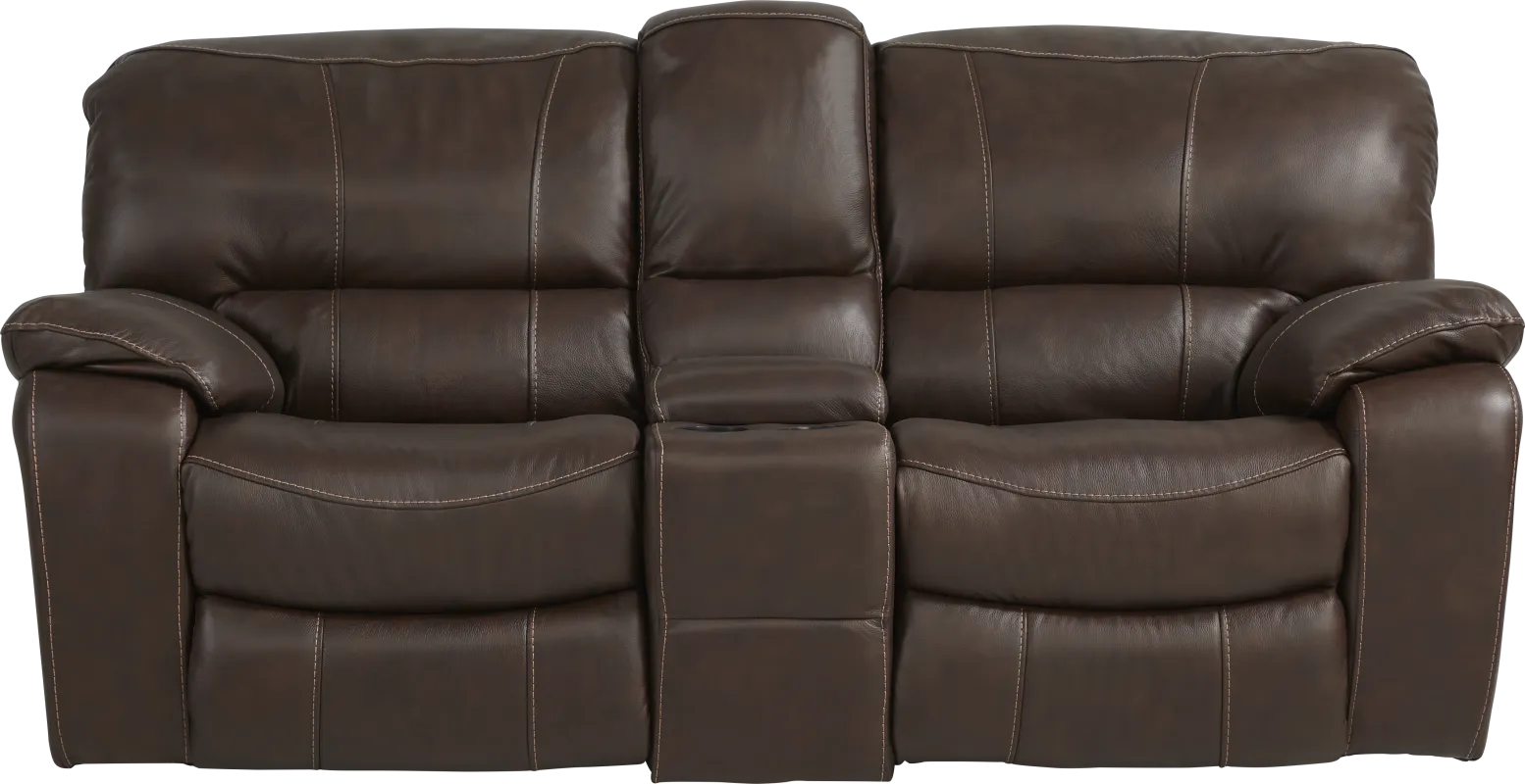 San Gabriel Brown Reclining Glider Console Loveseat