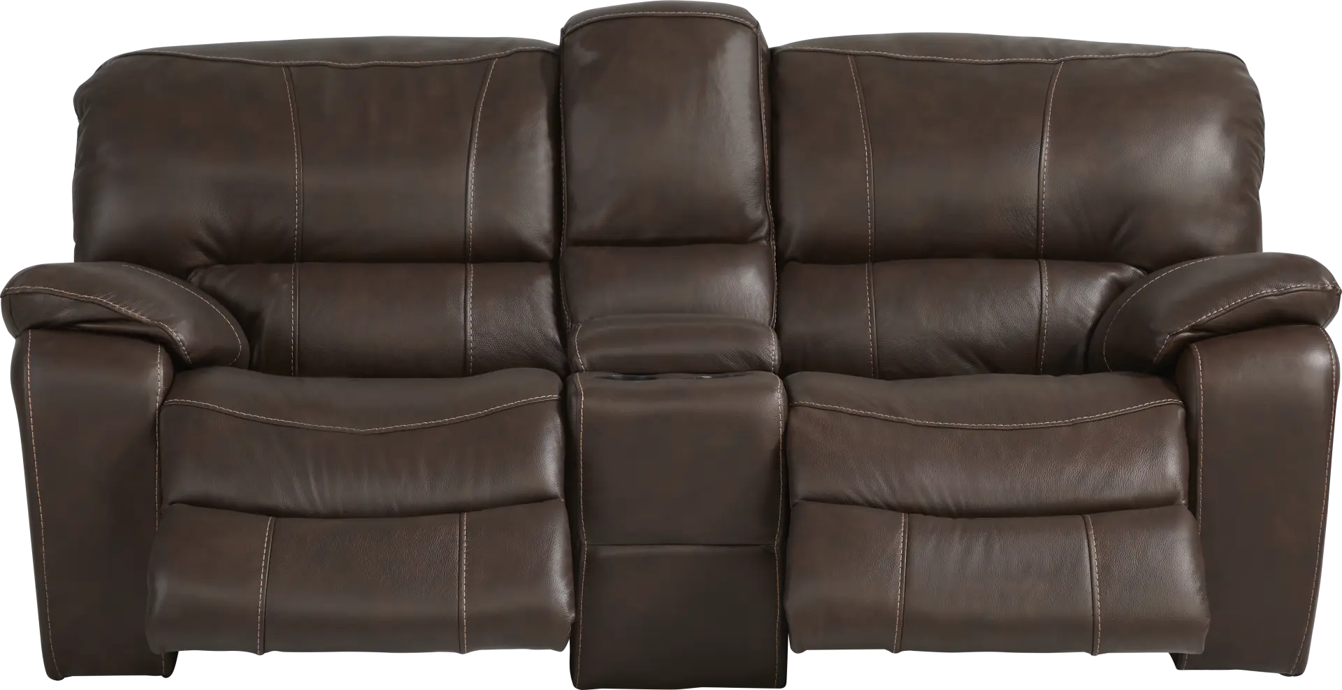 San Gabriel Brown Reclining Glider Console Loveseat