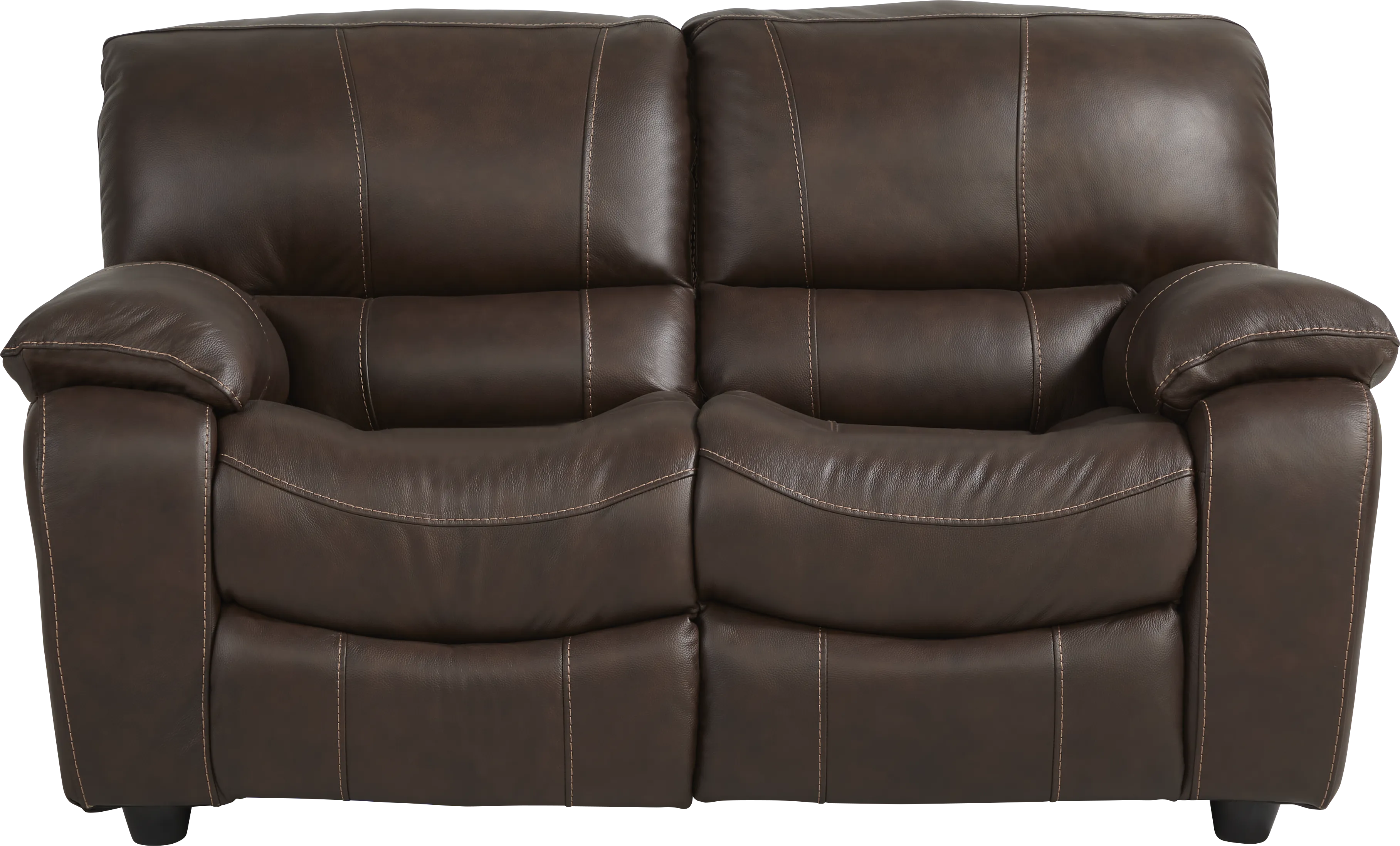 Cindy Crawford San Gabriel Brown Leather Stationary Loveseat