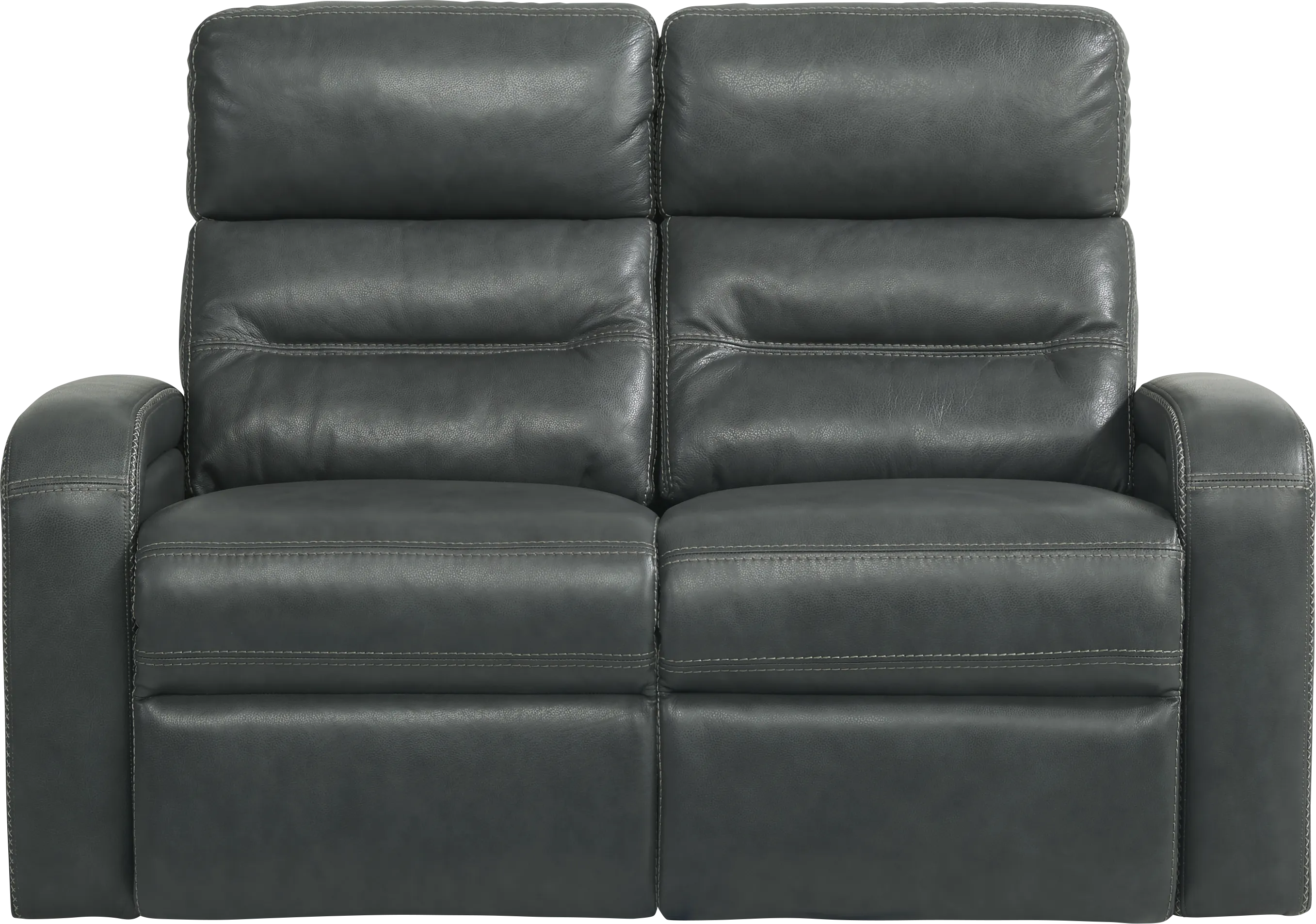 Sierra Madre Gray Leather Loveseat - Thumbnail - Image 1