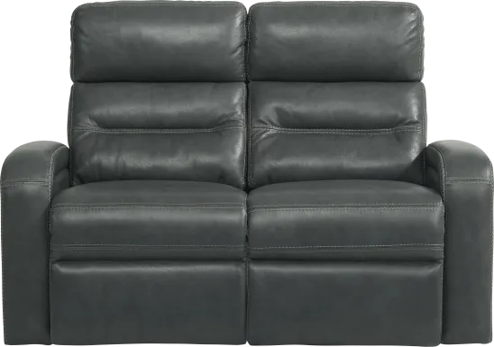 Sierra Madre Gray Leather Dual Power Reclining Loveseat