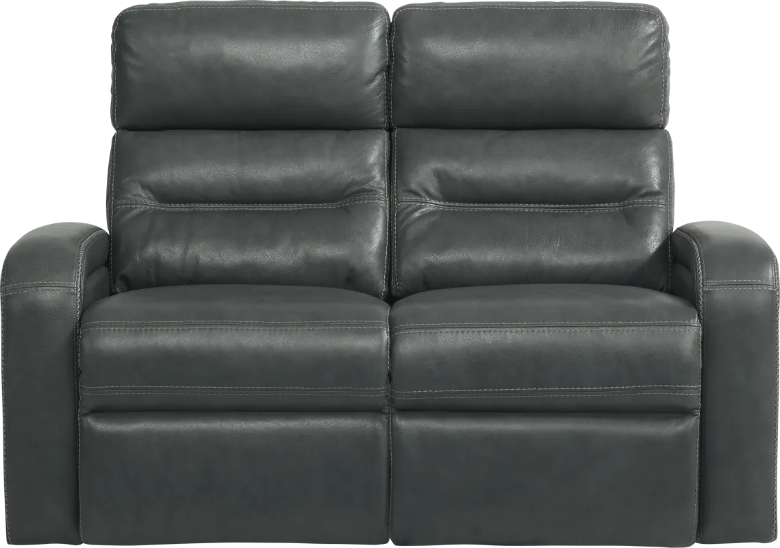 Sierra Madre Gray Leather Dual Power Reclining Loveseat