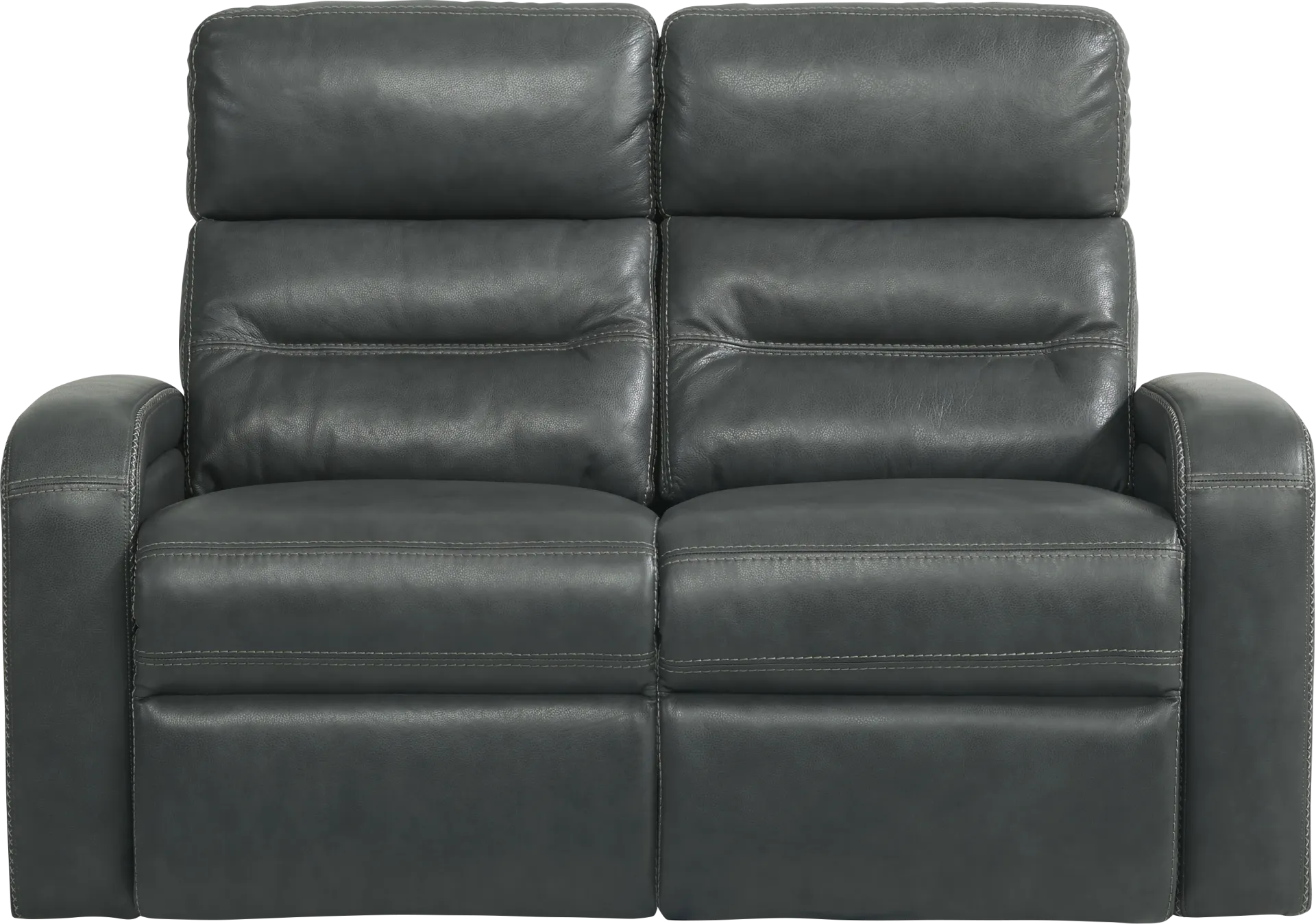 Sierra Madre Gray Leather Loveseat - Image 1