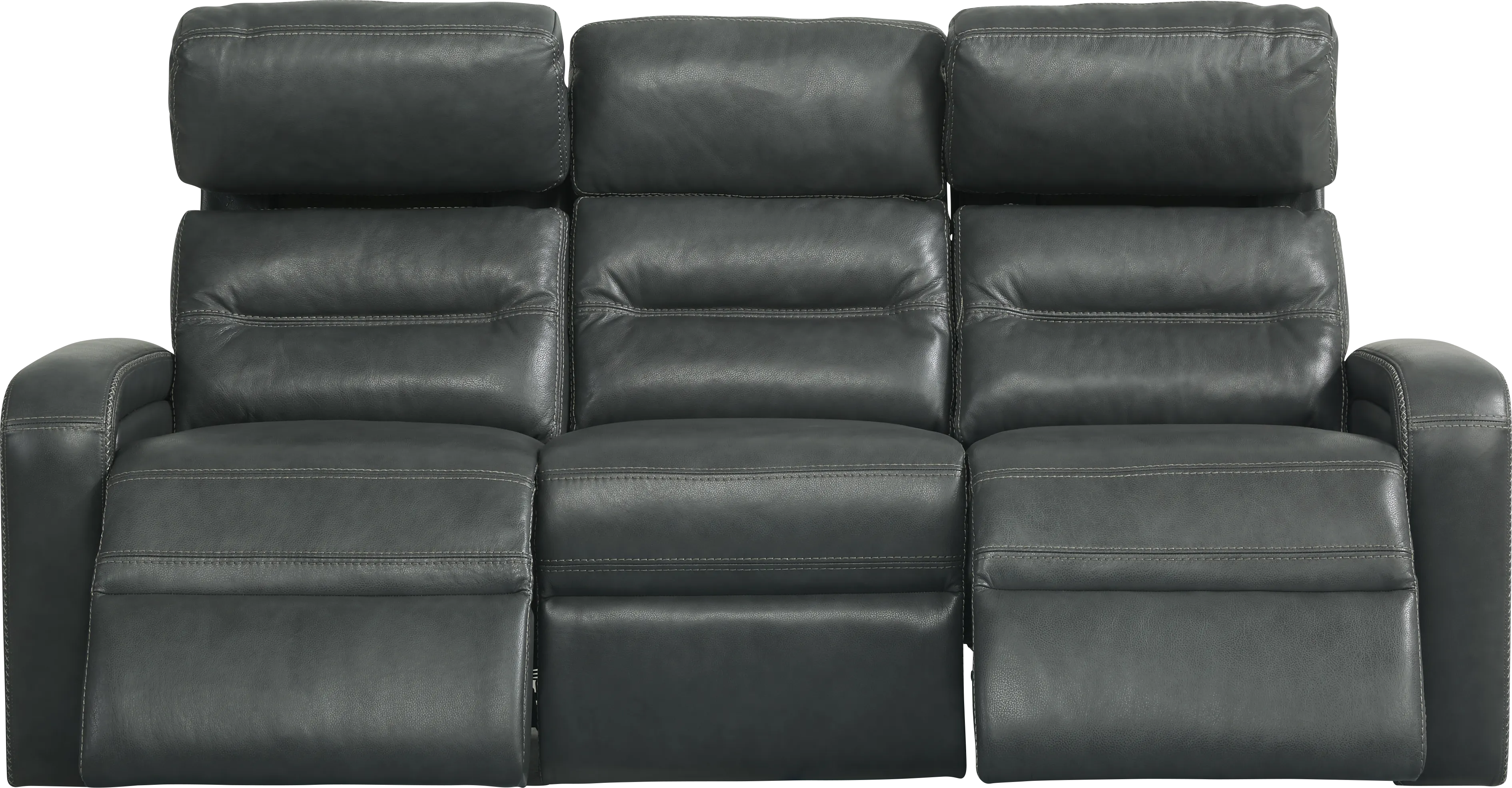 Sierra Madre Gray Leather 5 Pc Living Room with Reclining Sofa - Thumbnail - Image 2