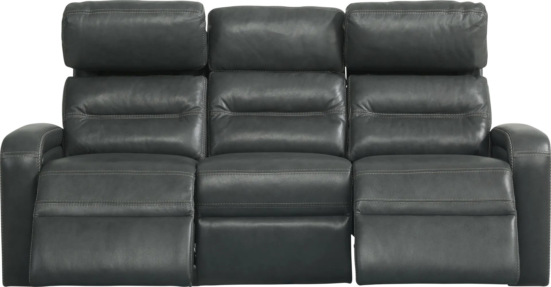 Sierra Madre Gray Leather 5 Pc Living Room with Reclining Sofa - Image 2