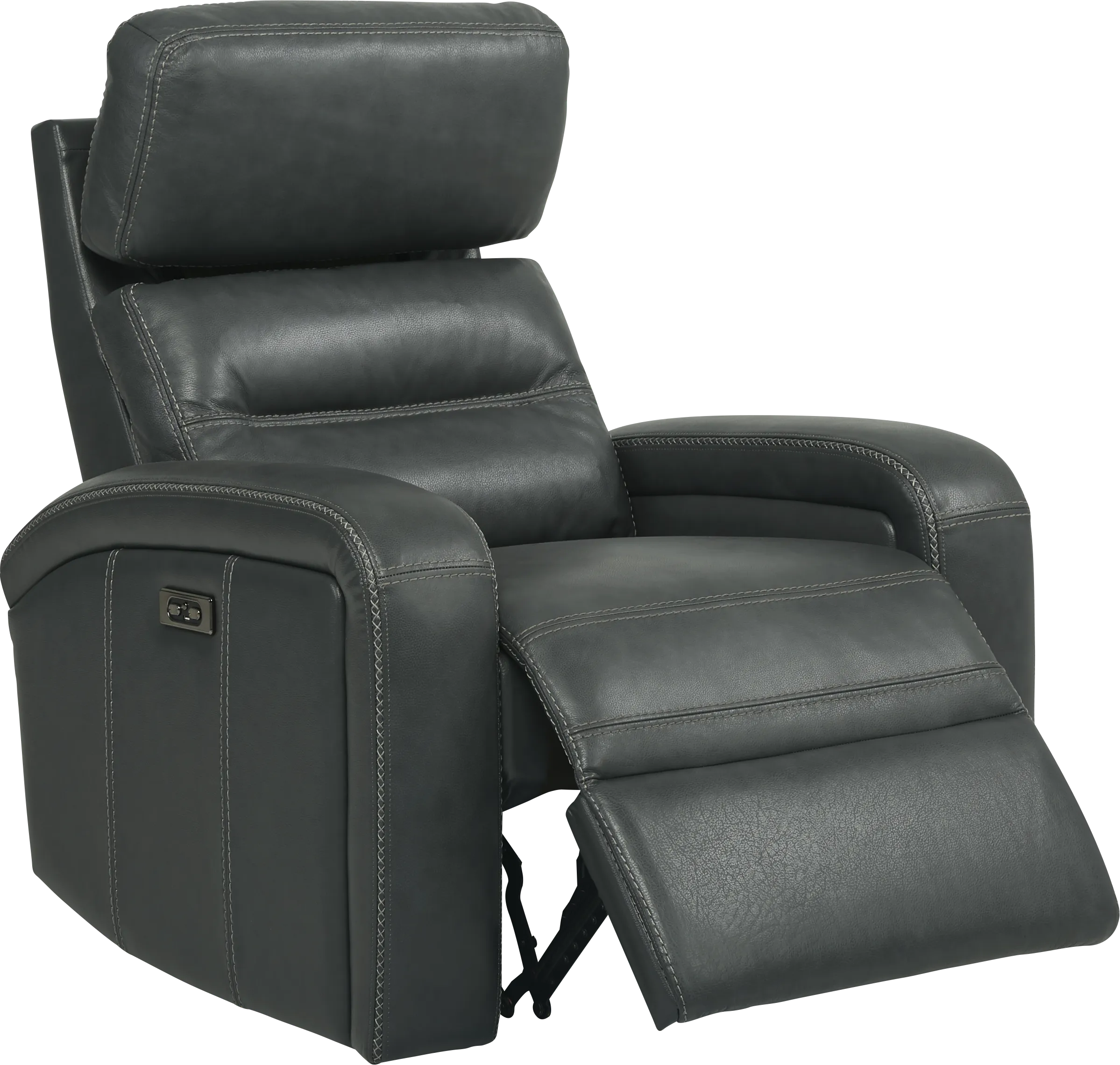 Sierra Madre Gray Leather 6 Pc Living Room with Reclining Sofa - Thumbnail - Image 6