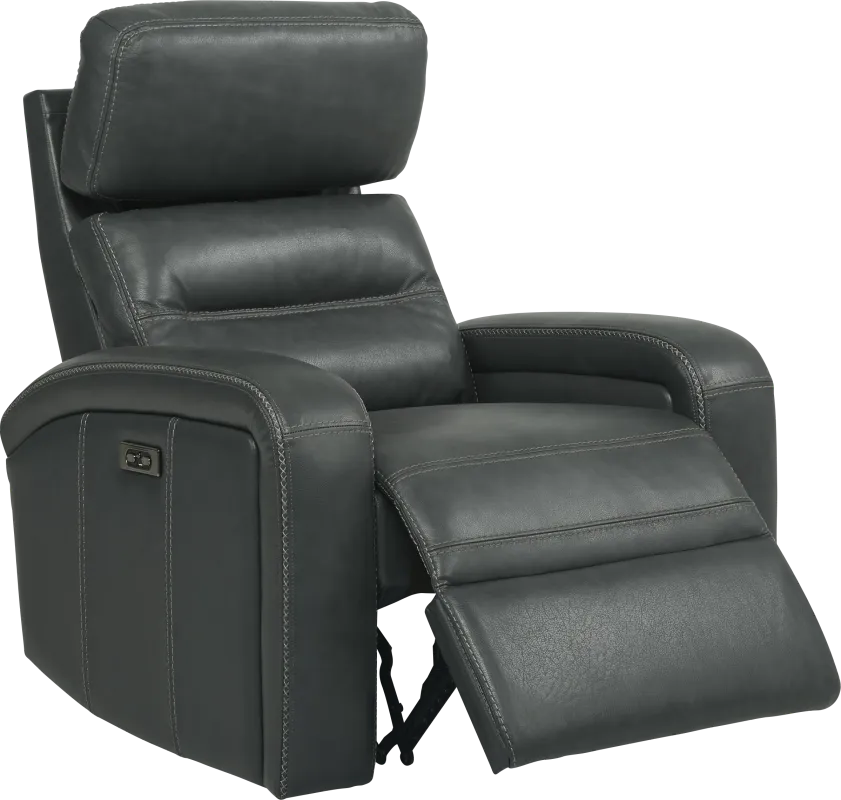 Sierra Madre Gray Leather Dual Power Recliner