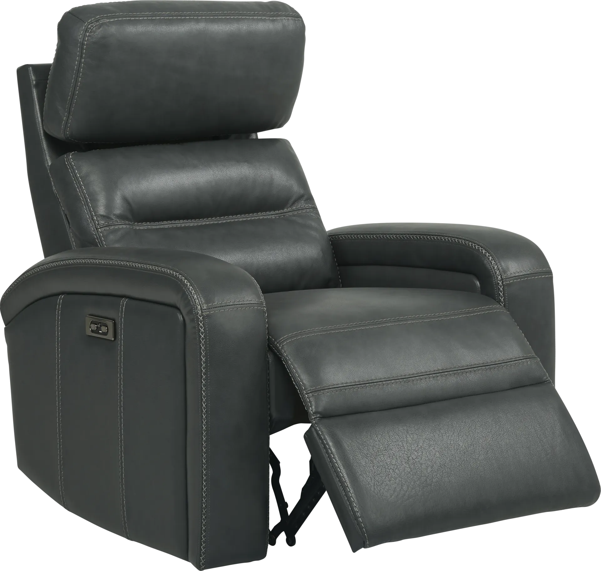 Sierra Madre Gray Leather 6 Pc Living Room with Reclining Sofa - Image 6