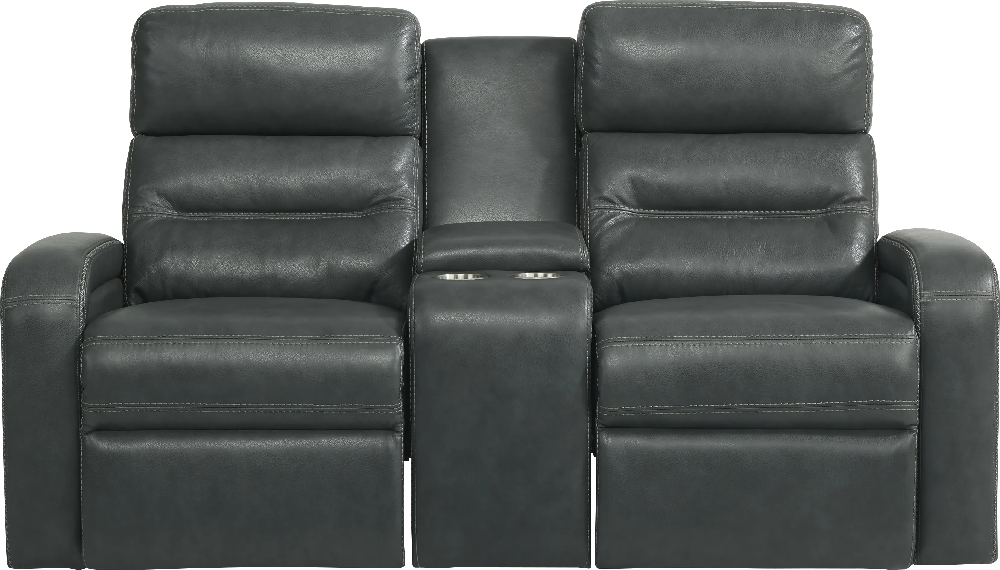 Sierra Madre Gray Leather Dual Power Reclining Console Loveseat - Thumbnail - Image 1