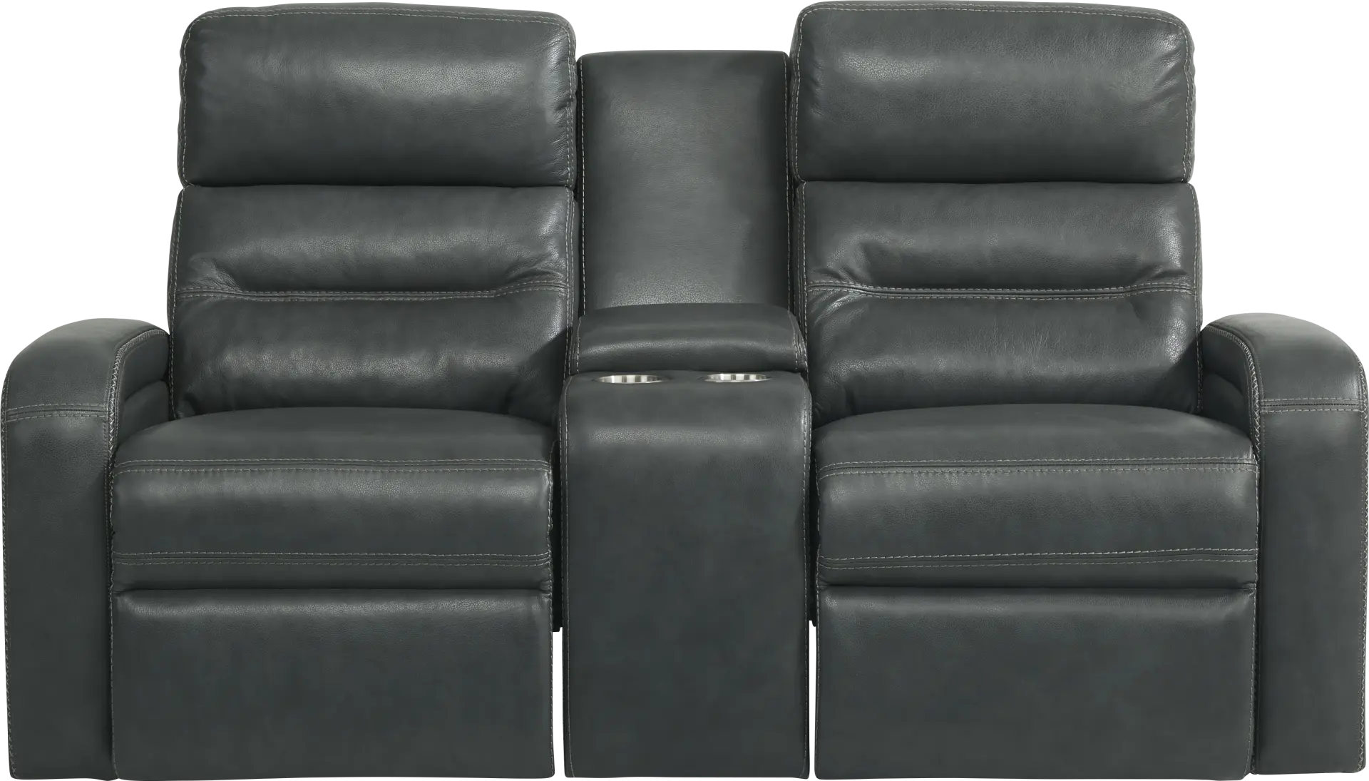 Sierra Madre Gray Leather Dual Power Reclining Console Loveseat
