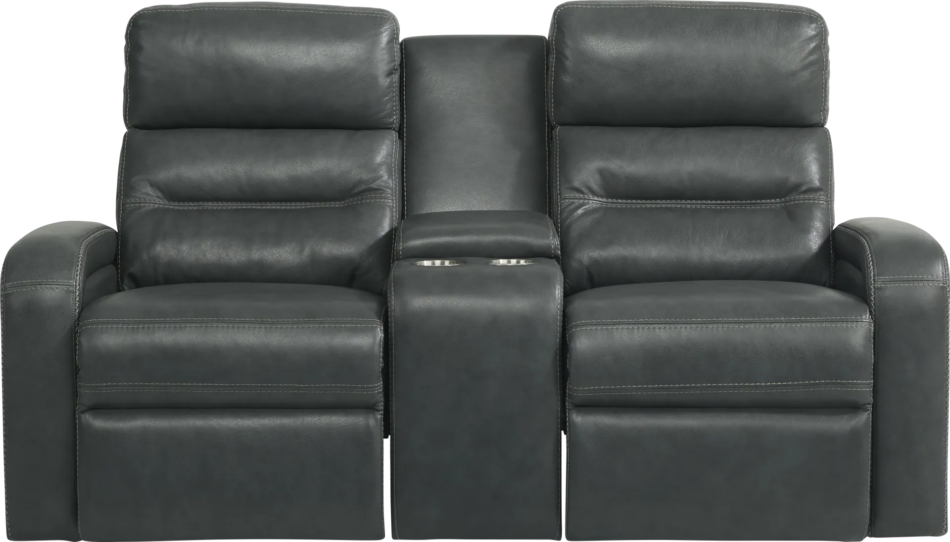 Sierra Madre Gray Leather Dual Power Reclining Console Loveseat - Image 1