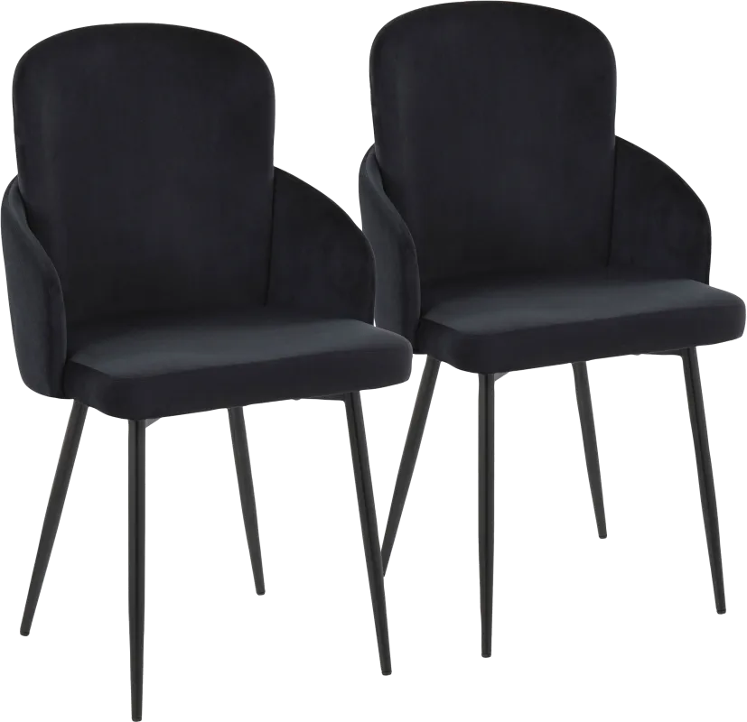 Maglista II Black Velvet Dining Chair Set of 2