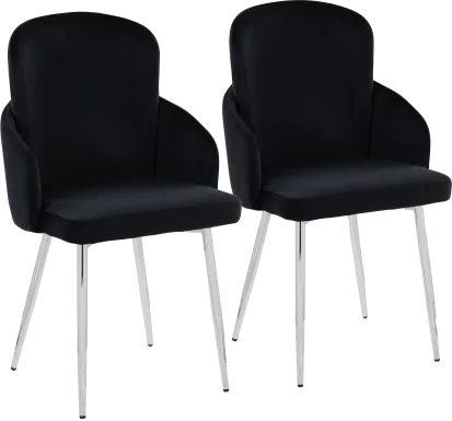 Maglista III Black Velvet Dining Chair Set of 2