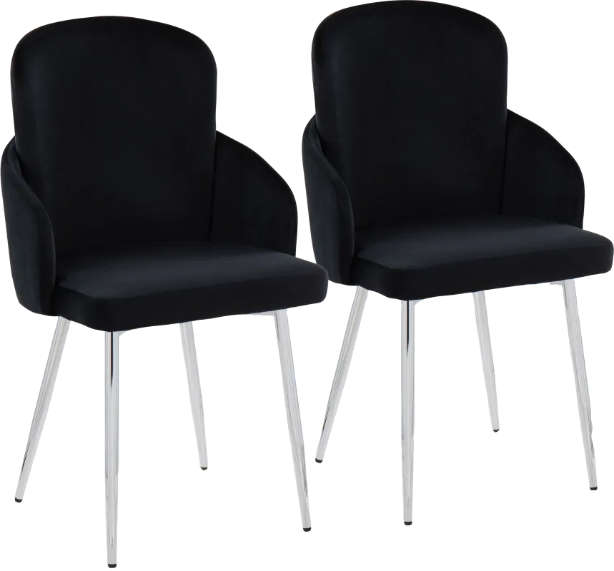Maglista III Black Velvet Dining Chair Set of 2