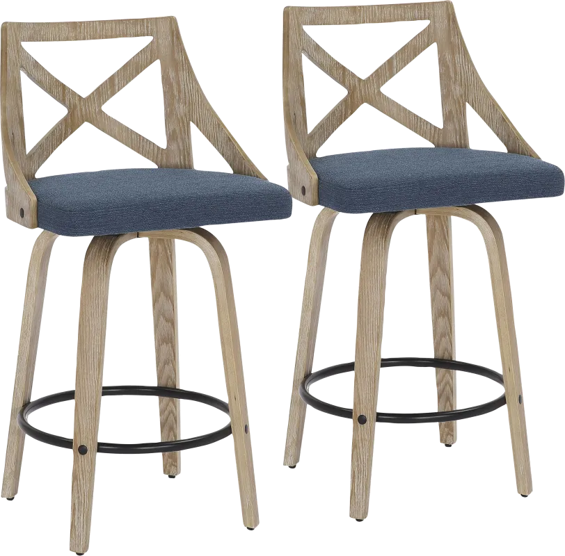 Hasbrouck II Blue Counter Stool Set of 2