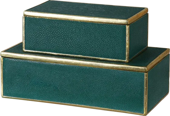 Neshota Green Decorative Box, Set of 2