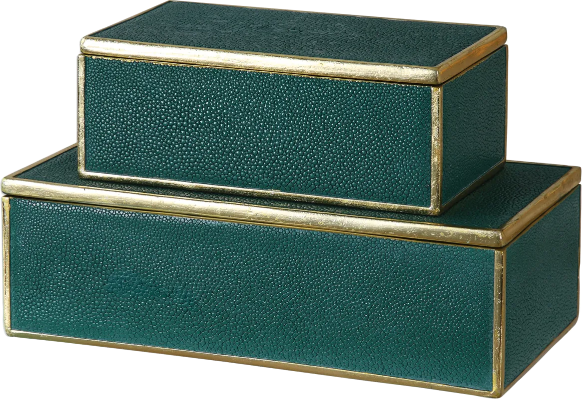 Neshota Green Decorative Box, Set of 2