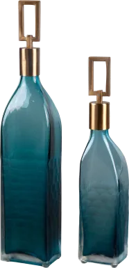 Lausann Green Bottle, Set of 2