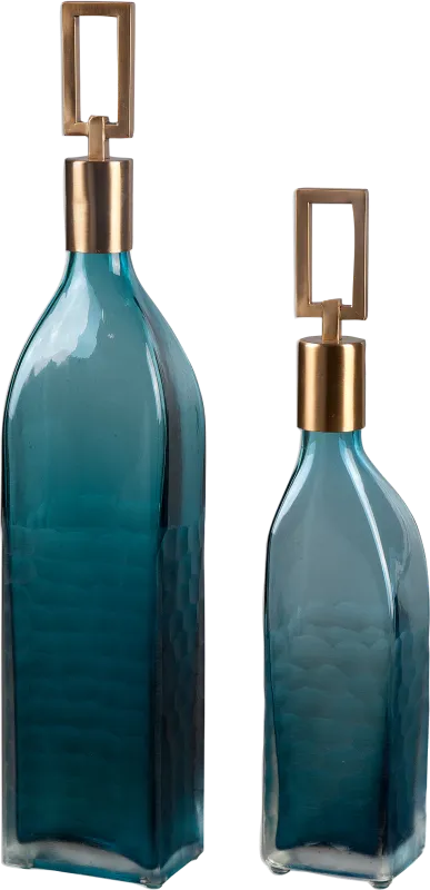 Lausann Green Bottle, Set of 2
