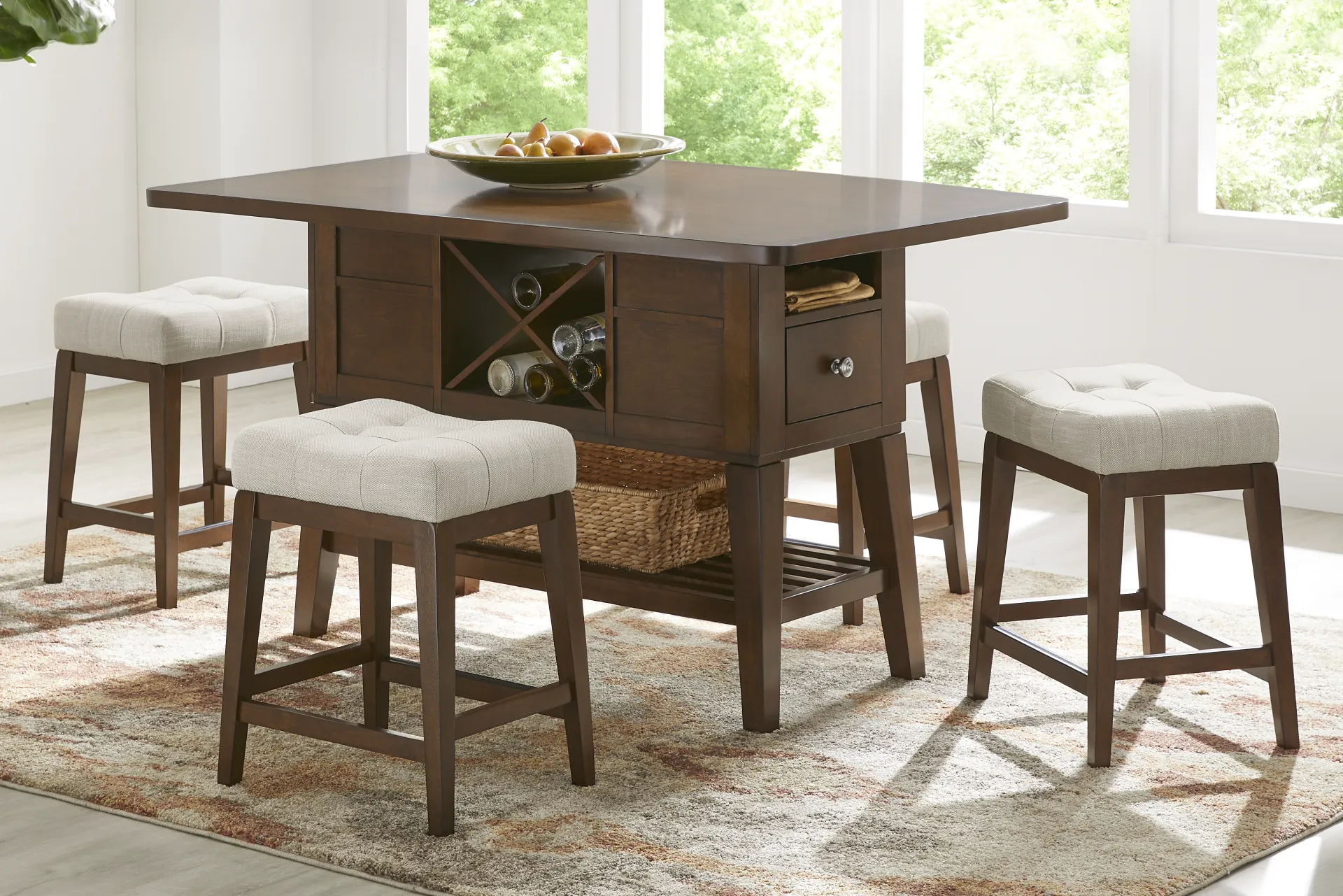 Walstead Place Beige Upholstered Counter Height Kyoto Stool - Image 1