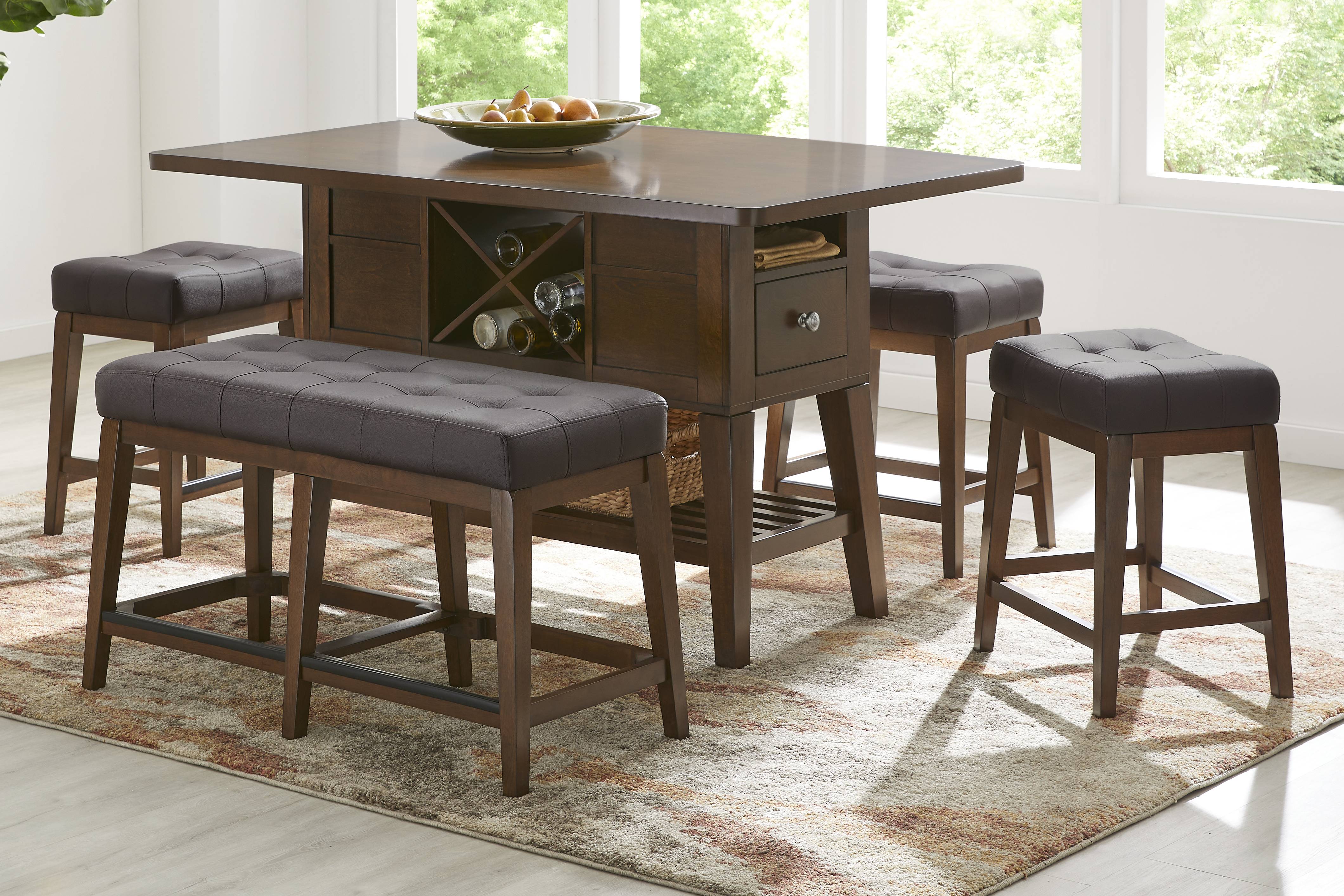 Walstead Place Brown Upholstered Counter Height Bench