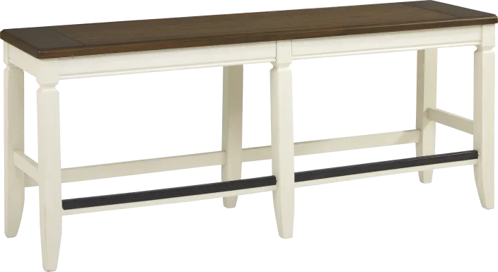 Country Lane Antique White Counter Height Bench