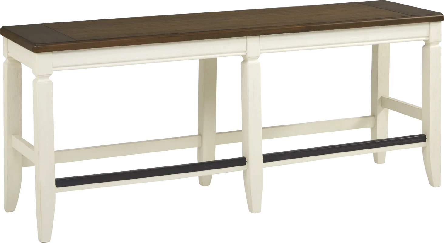 Country Lane Antique White Counter Height Bench
